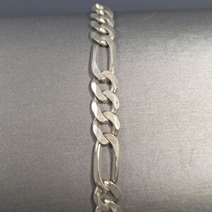 Genuine Vintage Italian Sterling Silver Heavy Figaro Chainlink Men's Bracelet